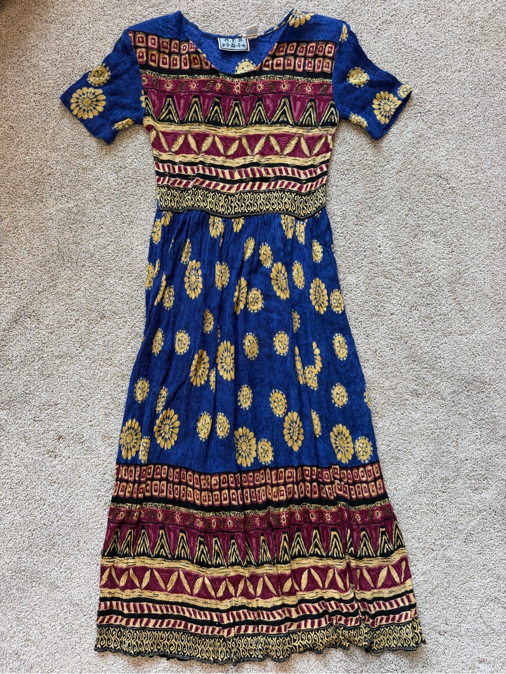 Women’s Vintage Bohemian Embellished Maxi Dress- Size Small